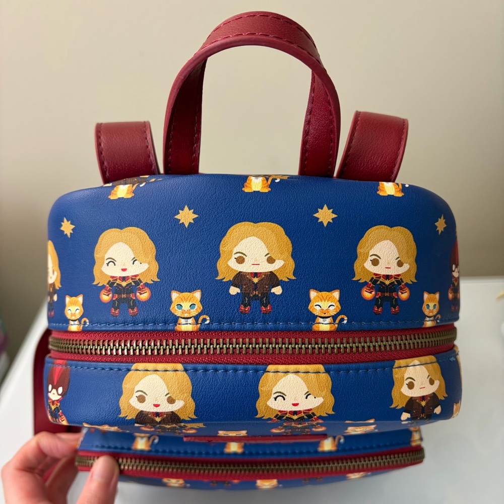 EUC Loungefly Marvel Captain Marvel Mini Backpack Chibi Goose Cat Flerken - Picture 5 of 11
